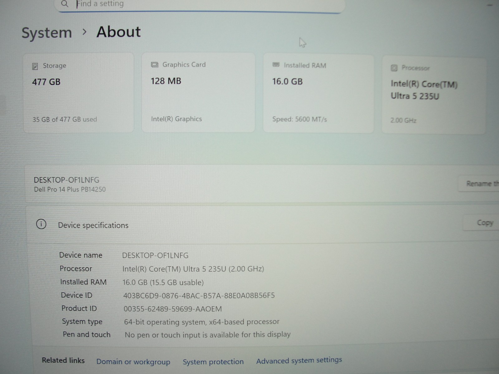 Dell Pro 13 Plus PB14250 13″WUXGA Ultra 5 235U 2.0GHz 16GB RAM 512GB WRTY 06/29