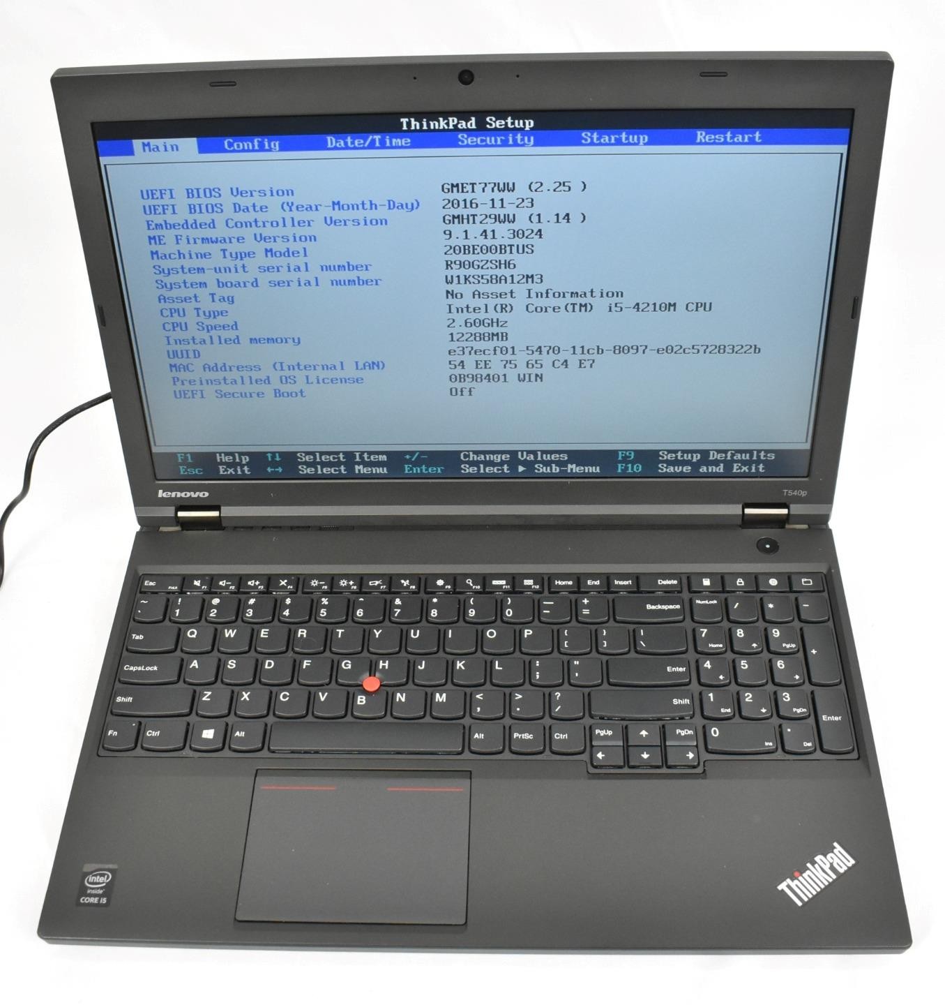 Lenovo Thinkpad T540p Laptop i5-4210M 2.6GHz 12GB 256GB SSD DVDRW No OS 15.6″