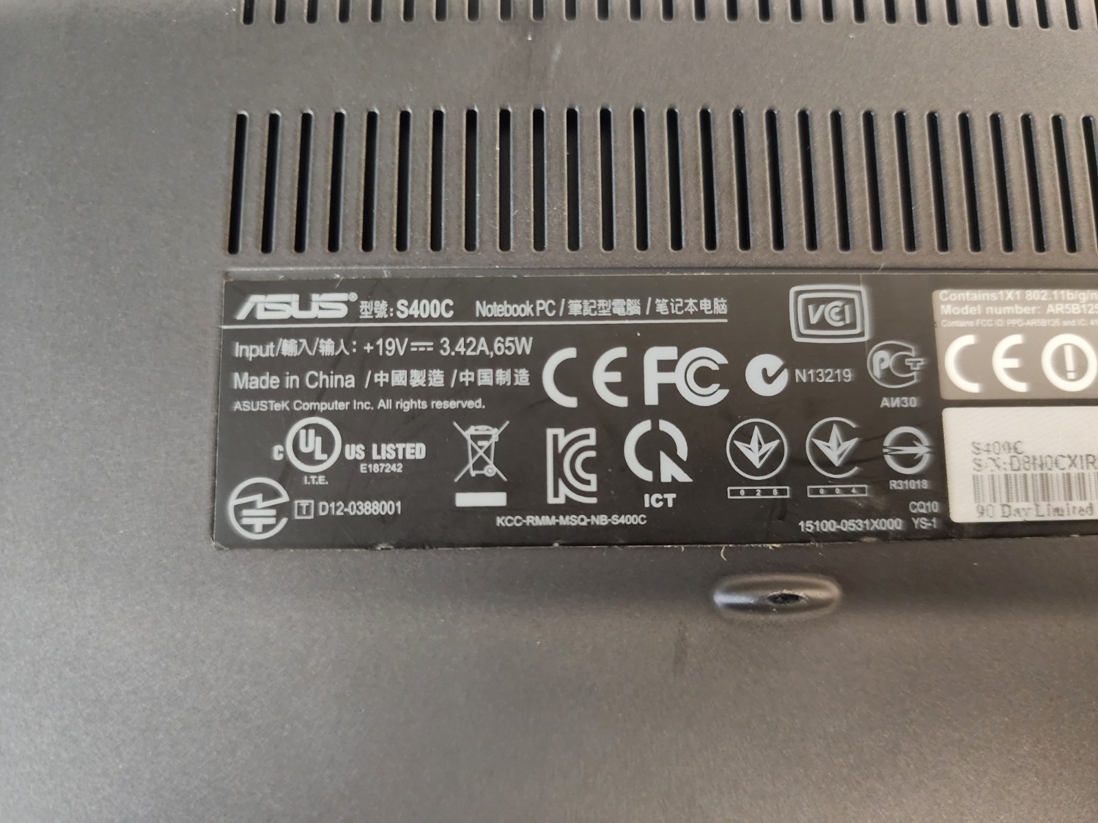 asus s400ca i3-3217u@1.80ghz 4gb Ram 500gb Hdd 24gb Ssd Touchscreen Win10 READ!