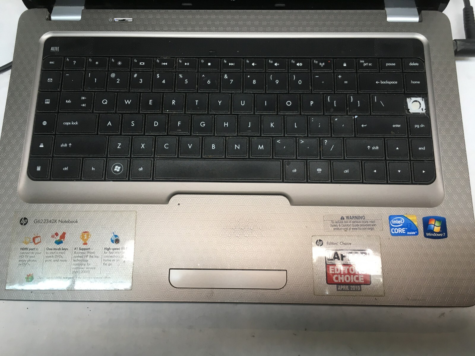 HP Notebook G62-234DX Laptop 15″ Intel Core i3 1st Gen READ DESCRIPTION -AA