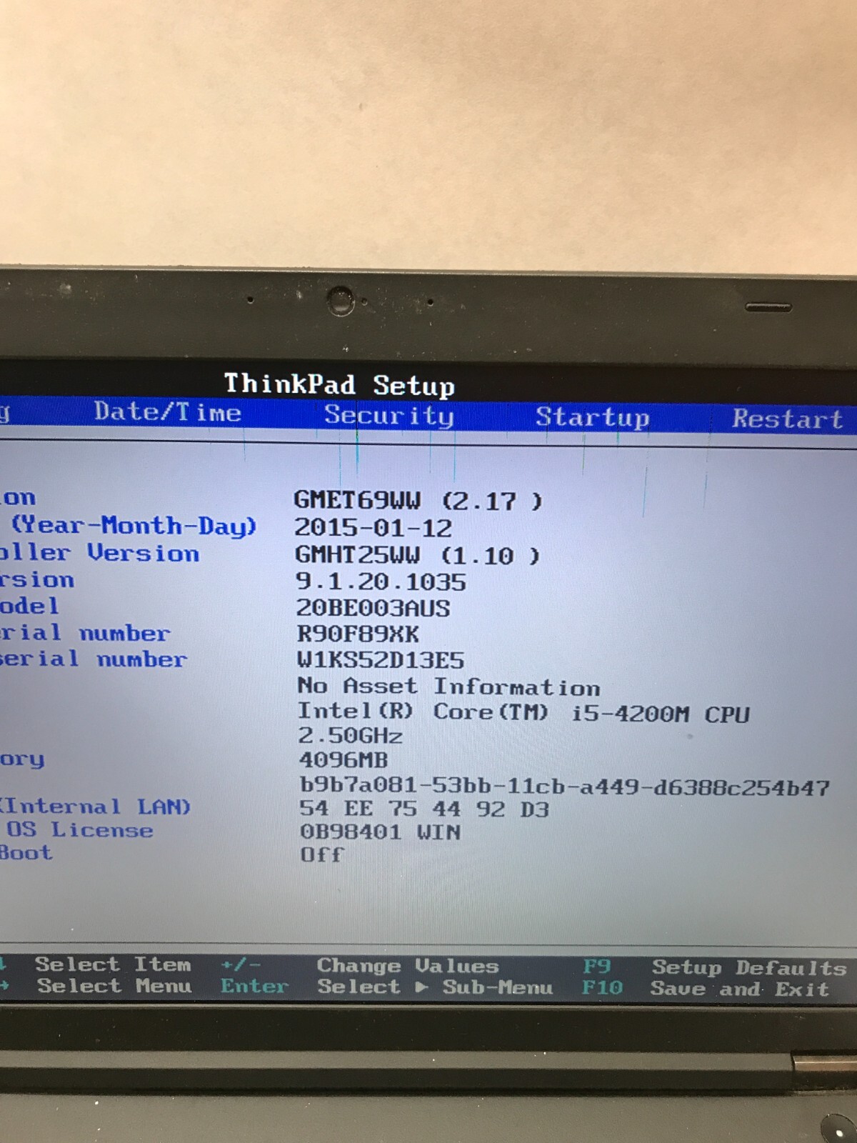 Lenovo ThinkPad T540p 15″ Intel Core i5 4GB RAM NO HDD/OS For Parts BAD LCD – DW