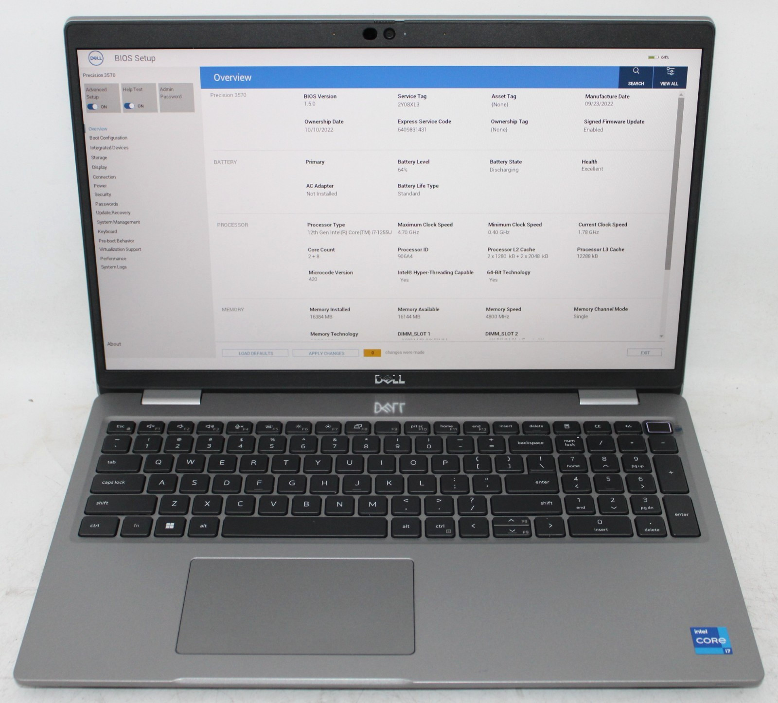 15.6″ Dell Precision 3570 Laptop i7-1255U 4.70GHz 16GB DDR5 RAM 512GB SSD Win 11
