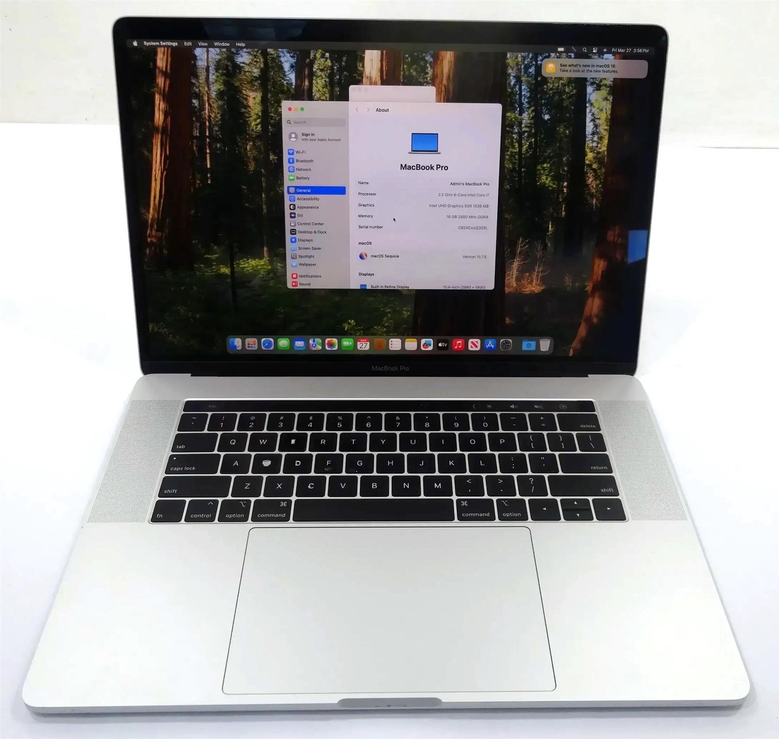 Apple MacBook Pro 2018 A1990 15.4″ Retina i7-8750H 2.2GHz 16GB 256GB Laptop