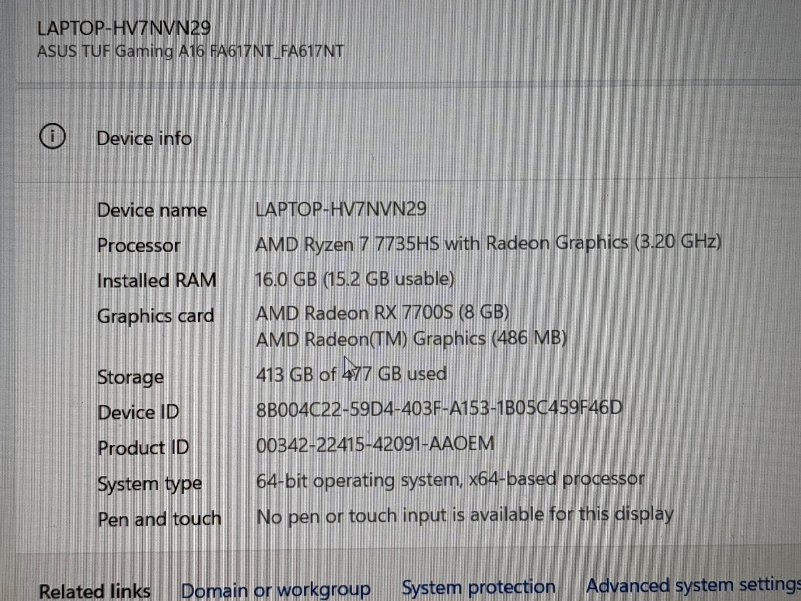 ASUS TUF Gaming A16 16 in (512GB SSD, AMD Ryzen 7, 3.2GHz, 16GB RAM, AMD Radeon