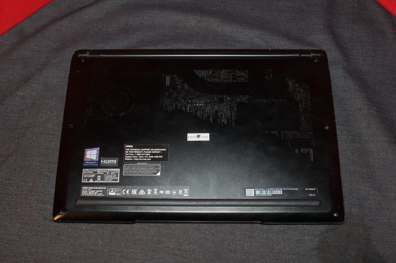 MSI Modern 14 B10MW i7-10510U 512GB SSD 16GB RAM W10 As Is Bad Bat. AO4079750