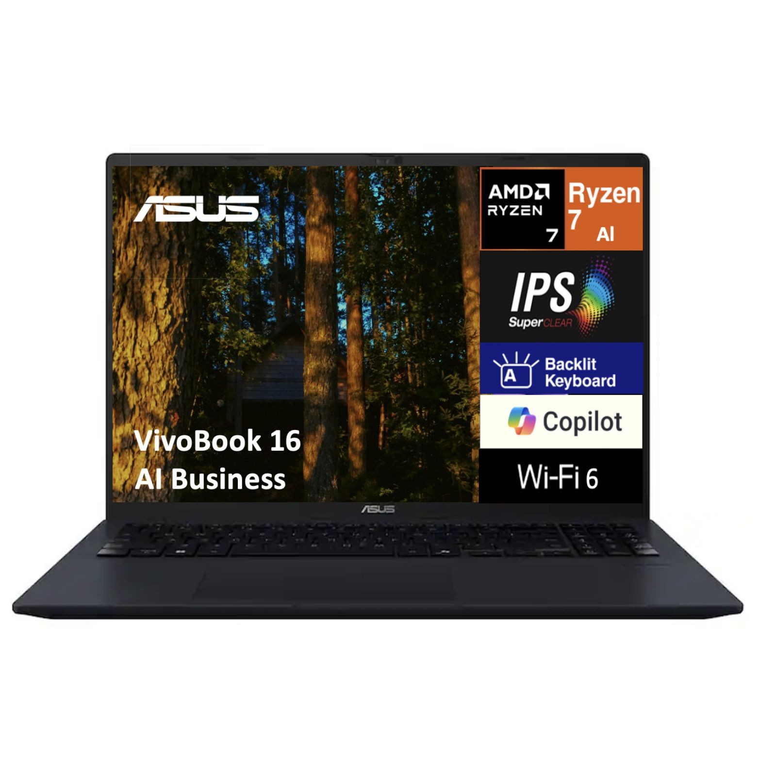 ASUS VivoBook 16 AI 16″ WUXGA AMD Ryzen AI 7 350 16GB DDR5 512GB SSD W11H Laptop