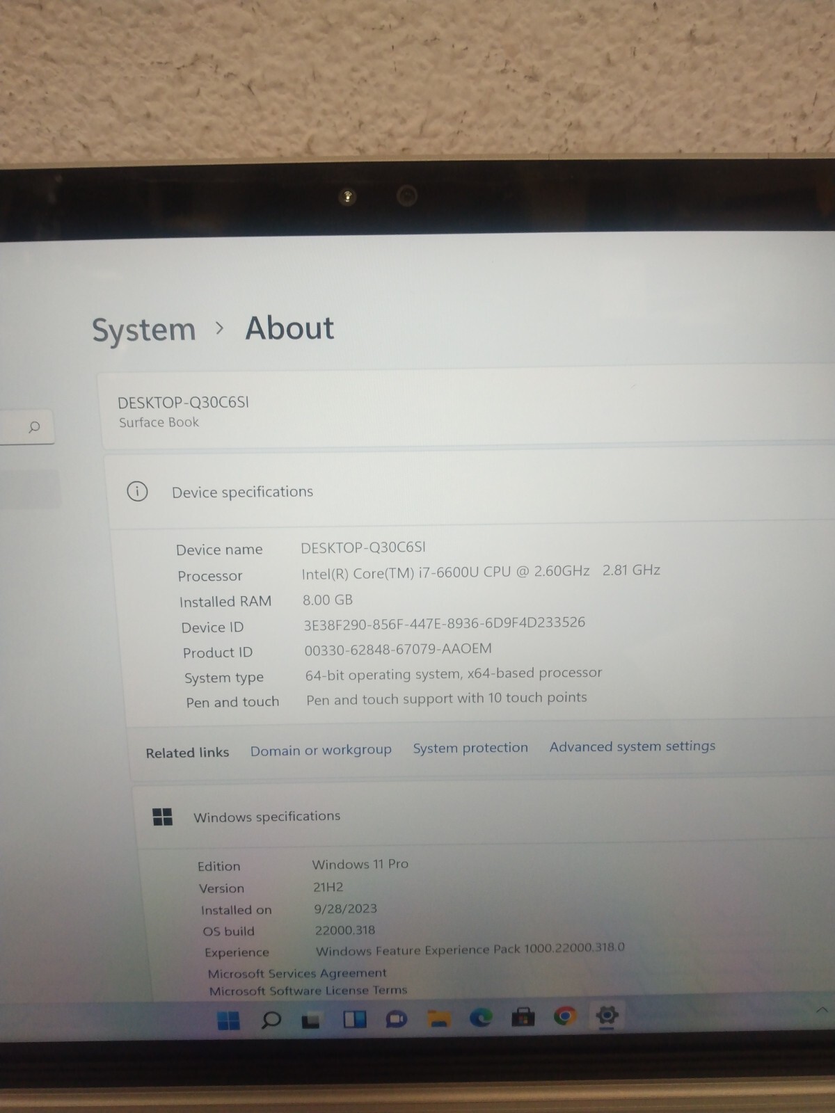 Microsoft 1703 Surface Book TOUCH Intel Core i7-6600U 2.6GHz 8GB 256GB SSD Win11