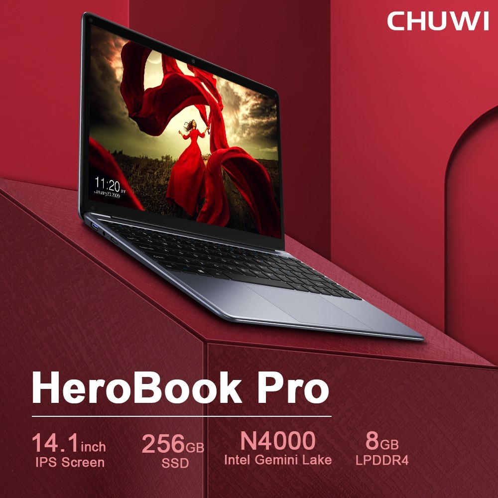 CHUWI Laptop 14.1” HD Intel Celeron N4000 8GB 256GB SSD Webcam Windows 11 H