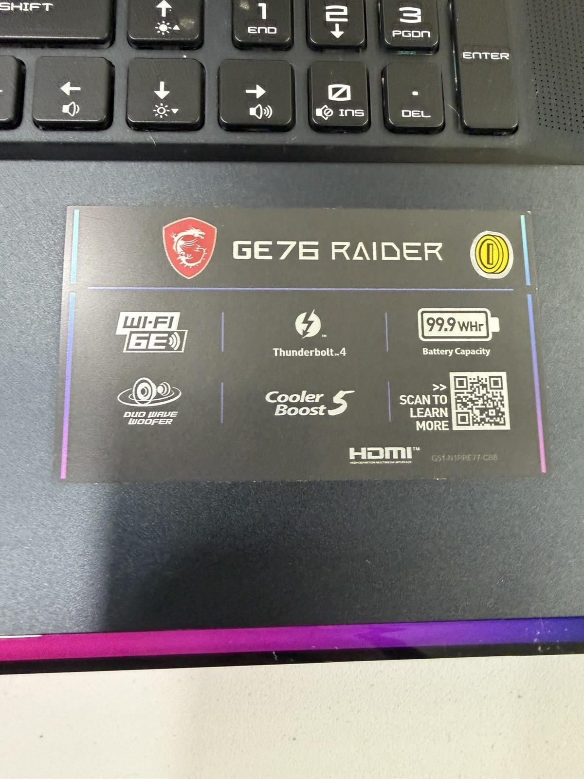 msi GE76 Raider 17.3″ 360Hz FHD, Intel Core i9-11980HK, RTX3080, 32GB Ram 1TBSSD