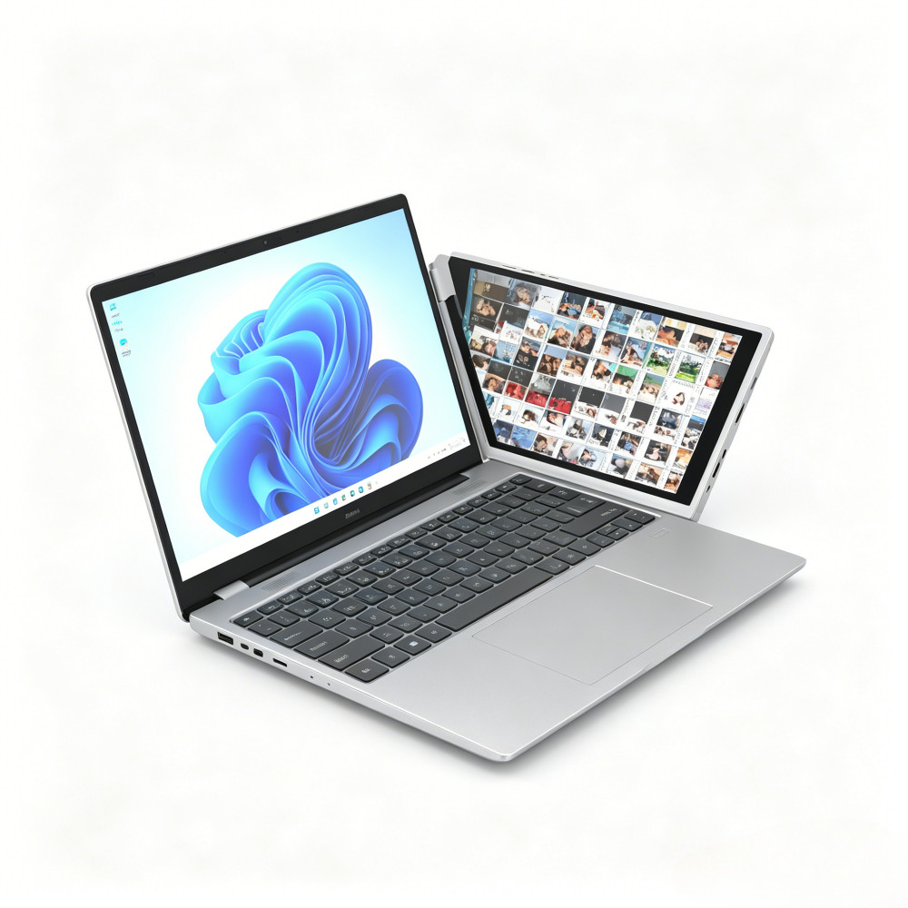 15.6″+7″ Dual Touch Laptop Intel N150 16GB DDR4 RGB Face ID Windows Notebook