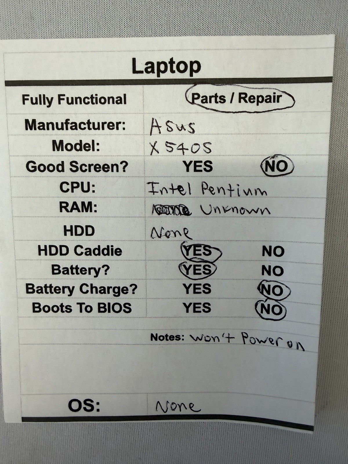 Asus X540S Laptop – Screen is Not Good – Intel Pentium – Read Des