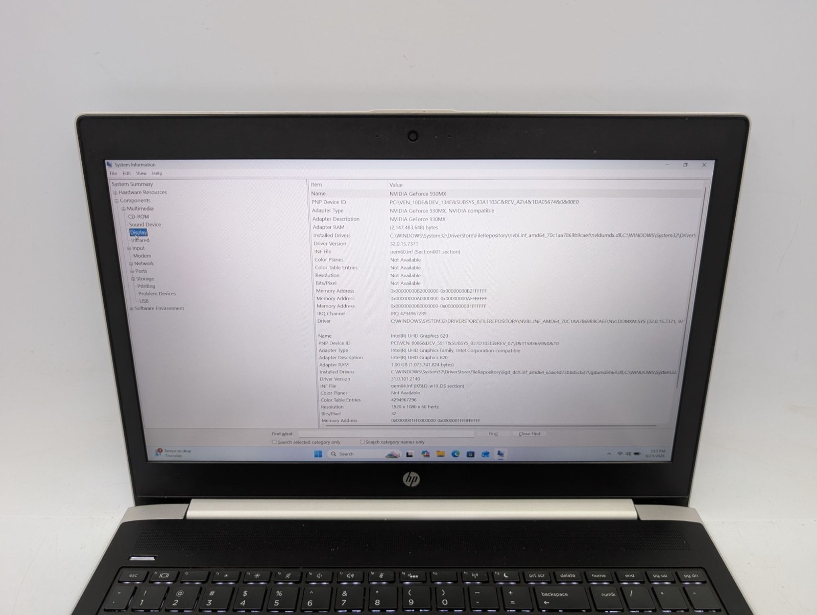 HP ProBook 450 G5 15.6″ Intel i7-8550U 16GB RAM 1TB + 256GB SSD Windows 11 Pro