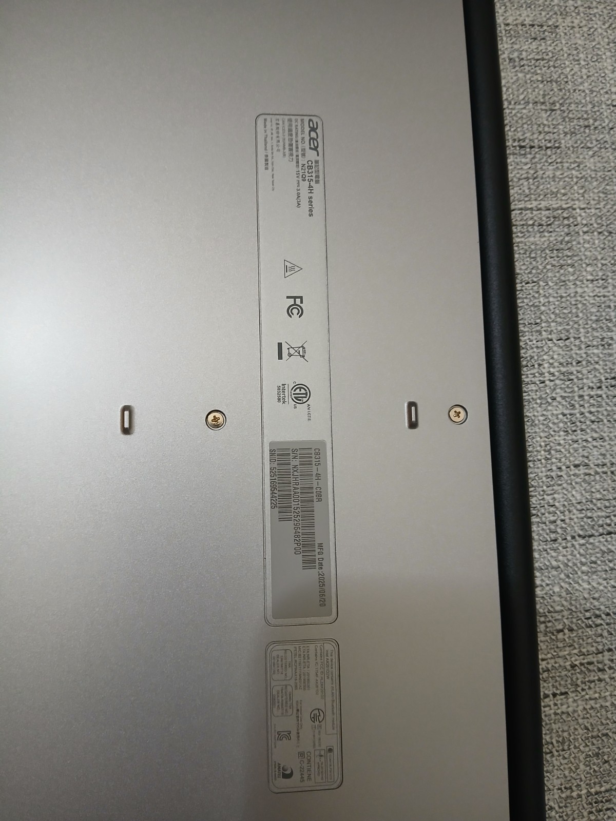 Acer Chromebook 315 CB315-4H 15.6″ FHD Intel Celeron Chrome OS Laptop Silver