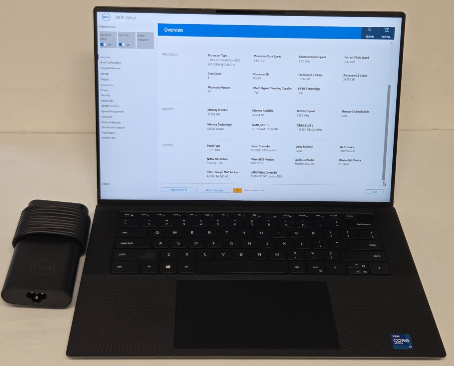 Dell Precision 5560 15.6″ i7-11850H 2.50G 32GB 512GB SSD NVIDIA T1200 W11 11 pro