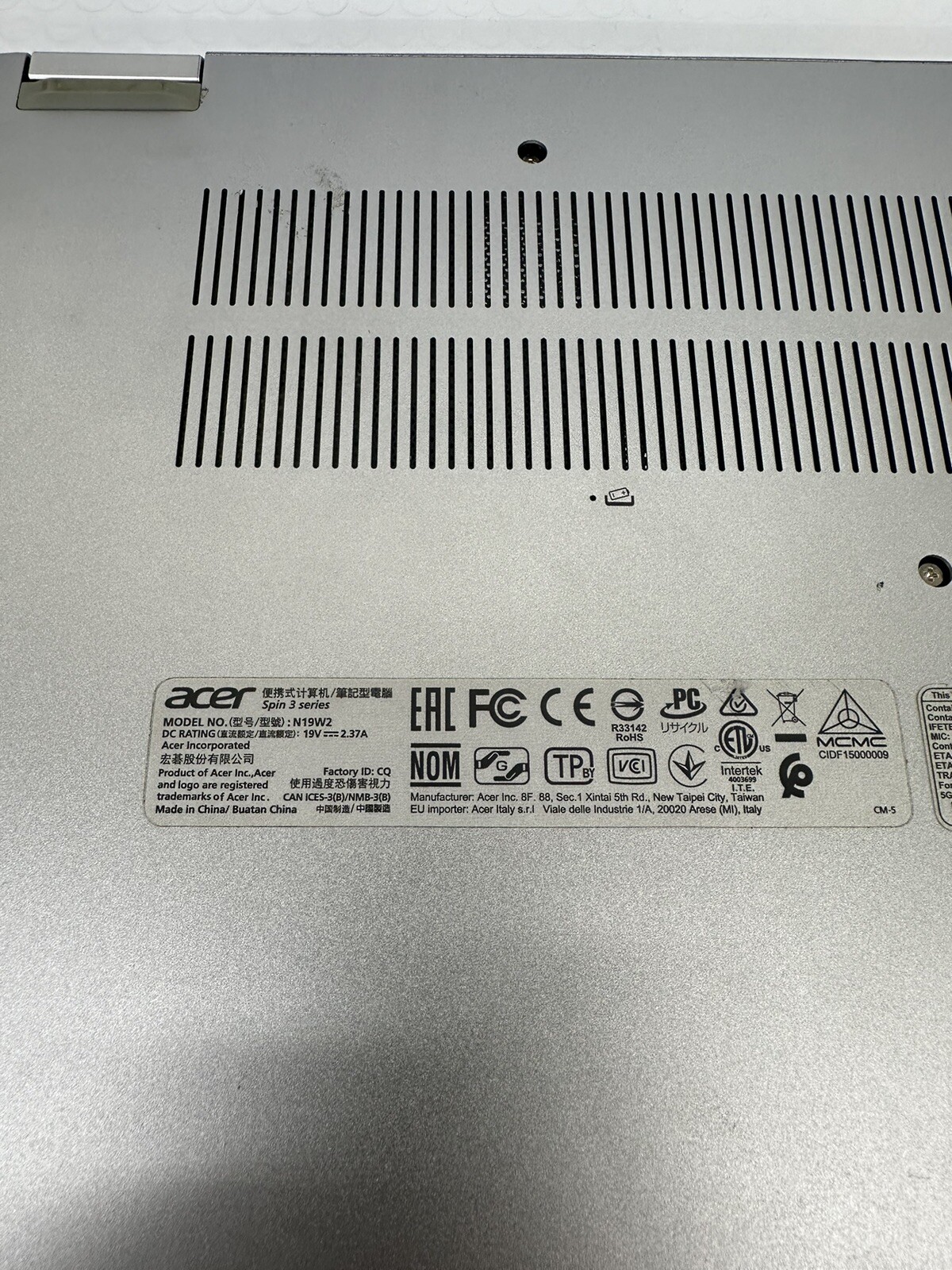 Acer Spin 3 Series 14” AMD Ryzen 3 8GB SSD No Charger