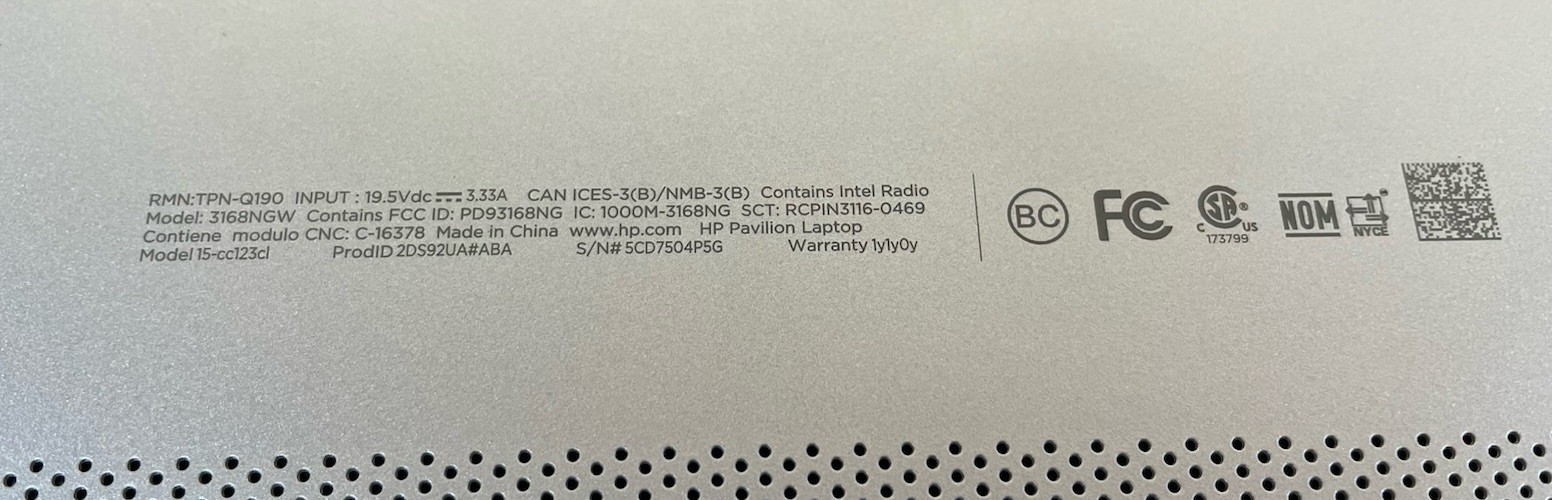 HP Pavilion 3168NGW, Intel Core i5-8250U @1.60GHz, 8GB RAM, 256GB SSD, W11, READ