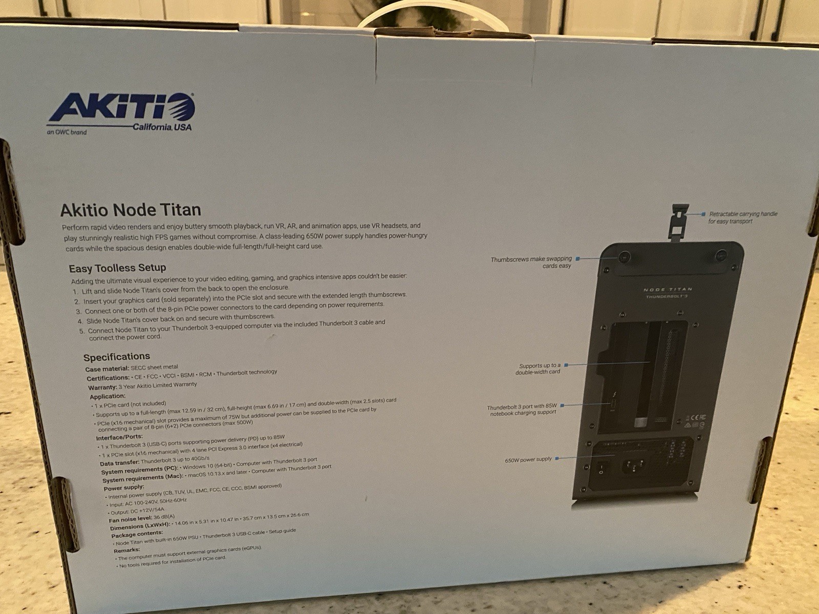 AKiTiO Node Titan Thunderbolt 3 eGPU w/ RX590 8GB Card