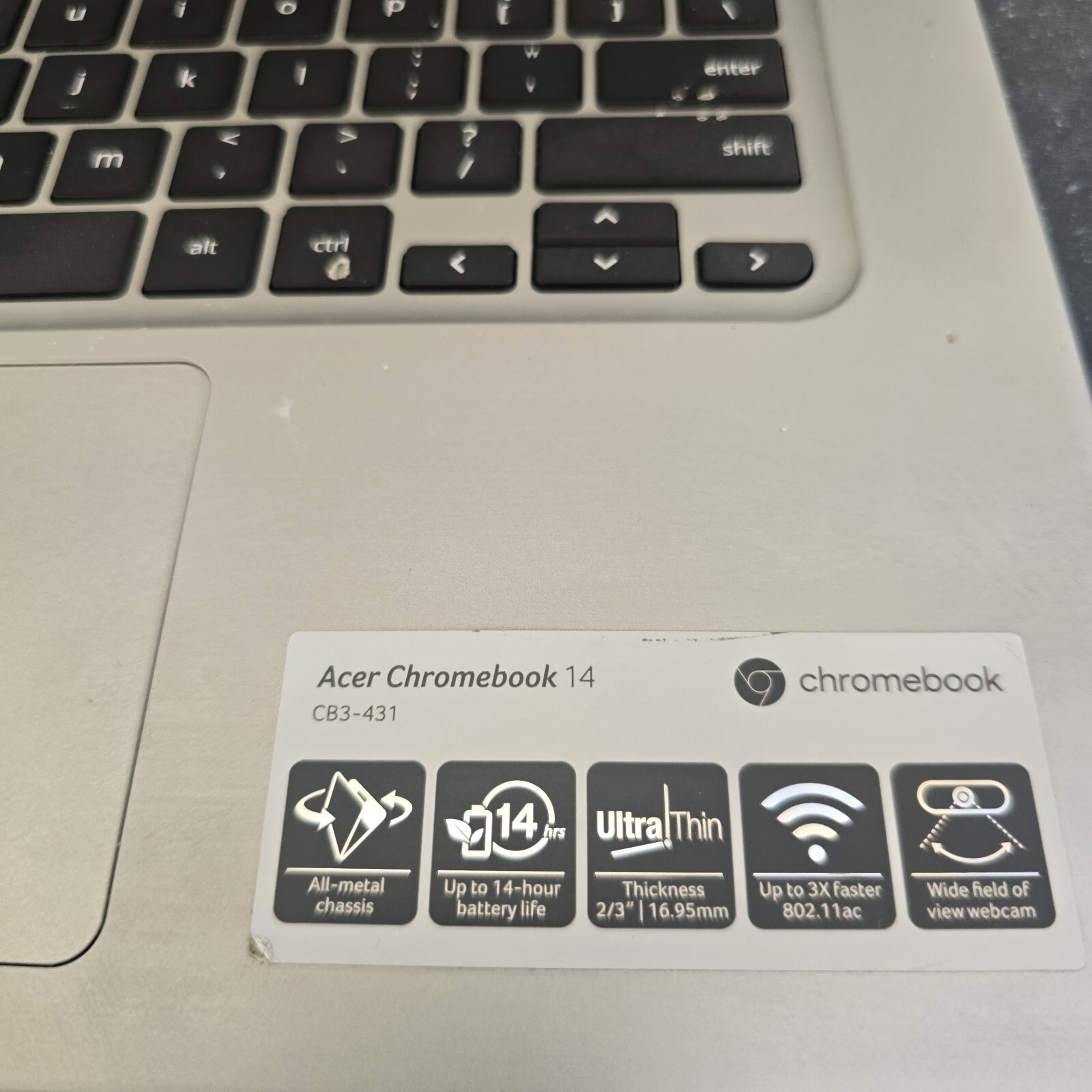 Acer Chromebook 14″ 32GB eMMC Intel Celeron N3160 1.60 GHz 4G Laptop