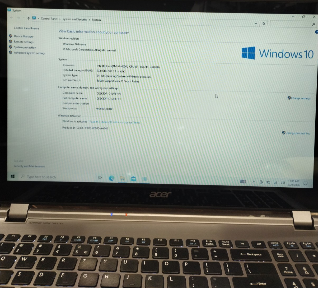 Acer Aspire M5-583P 15.6″ Touch Laptop i7-4500U 1.80GHz 8GB RAM 1TB W10H H3934