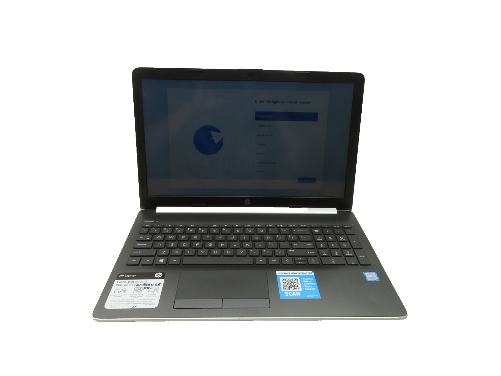 HP Laptop 15-da0053wm 15.6″ Touch Intel i5-8250U 1.60GHz 16GB RAM 256GB SSD