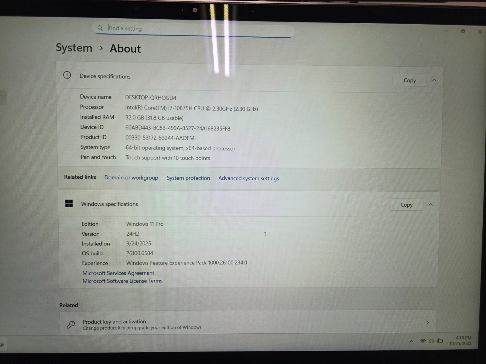 MSI WS66 10TKT / i7-10875H / 32GB / 1TB SSD / Windows 11 Pro / TOUCH