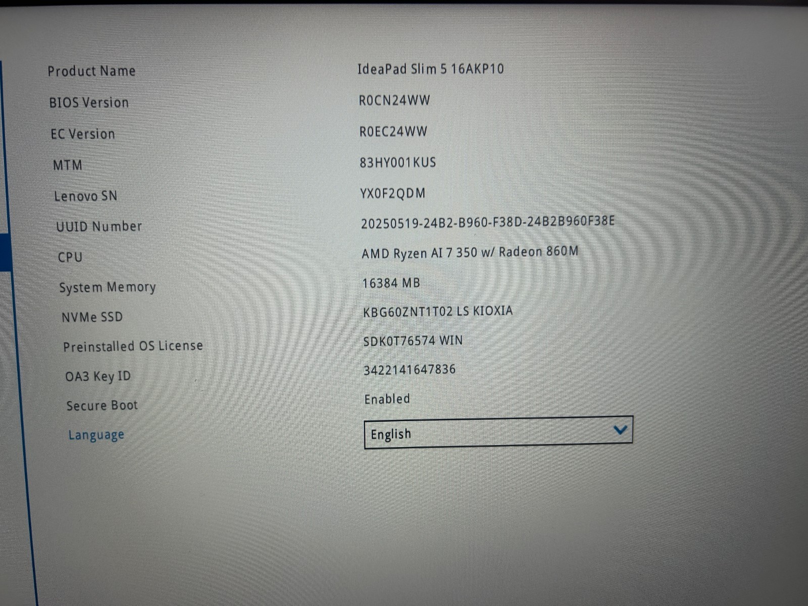 LENOVO IdeaPad Slim 5 16AKP10, AMD Ryzen AI 7 350, 16 GB RAM, 1 TB NVMe SSD