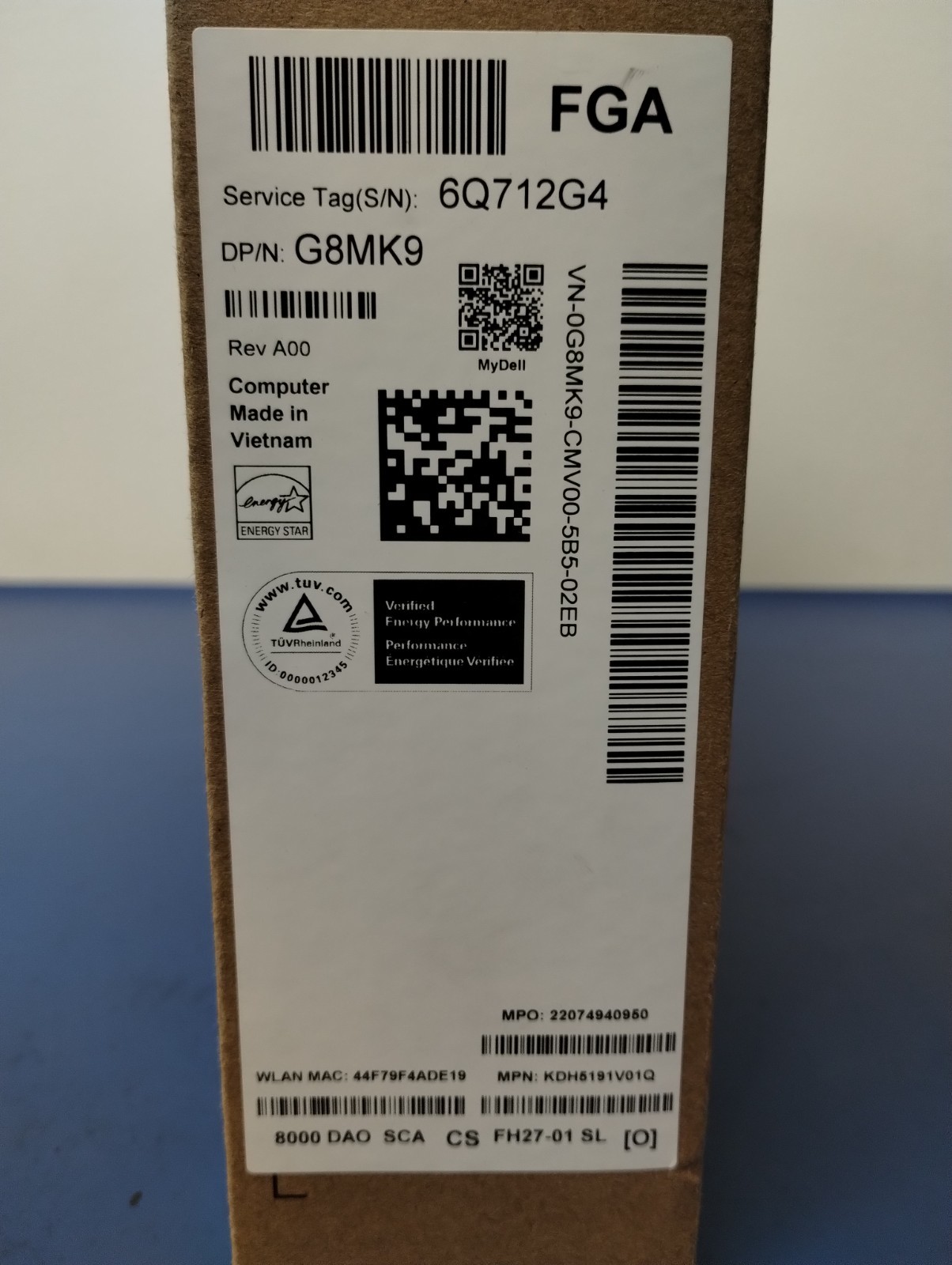 DELL 15 DC15255 G8MK9, AMD Ryzen 7 7730U, 2.00 GHz, 16 GB RAM, 512 GB NVMe SSD