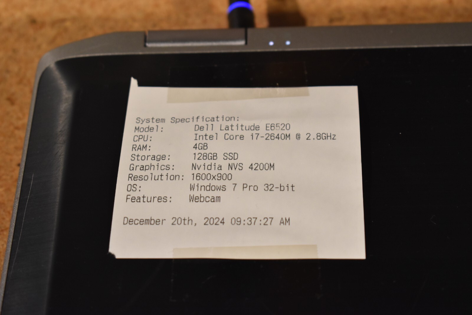 Dell Latitude E6520 Laptop Intel Core i7-2640M 128GB SSD Windows 7 Pro 32-bit