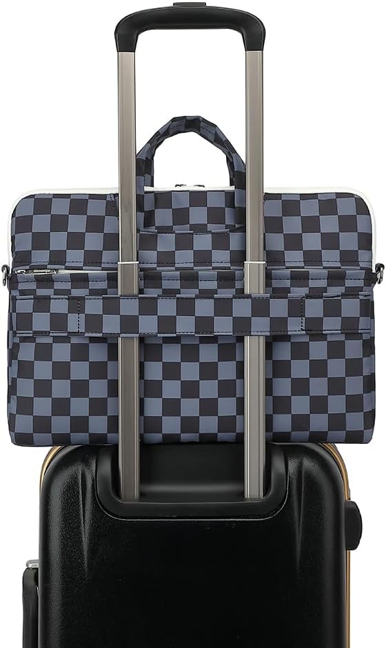 Water Black Checker Pattern Laptop Shoulder Messenger Bag for 16 inch and 15.6 i
