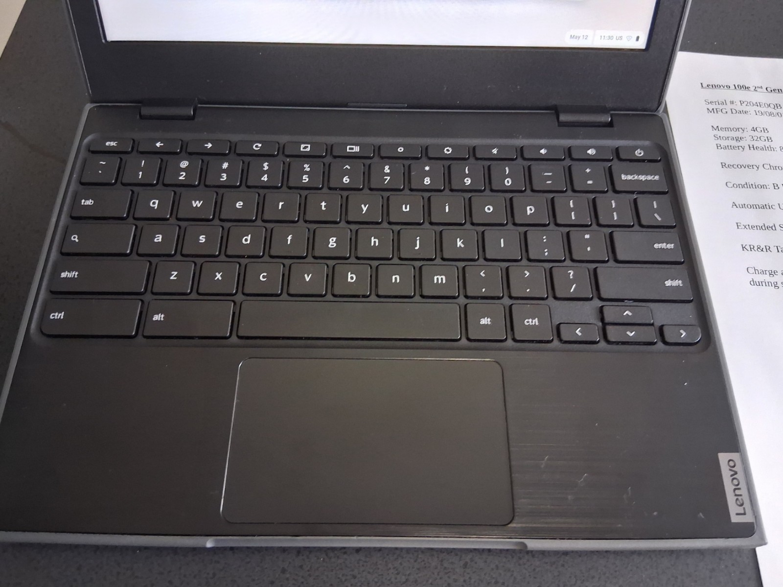 Lenovo Chromebook 100E Gen 2 MTK 4G ram 32G eMMC storage 11.6″ #177009