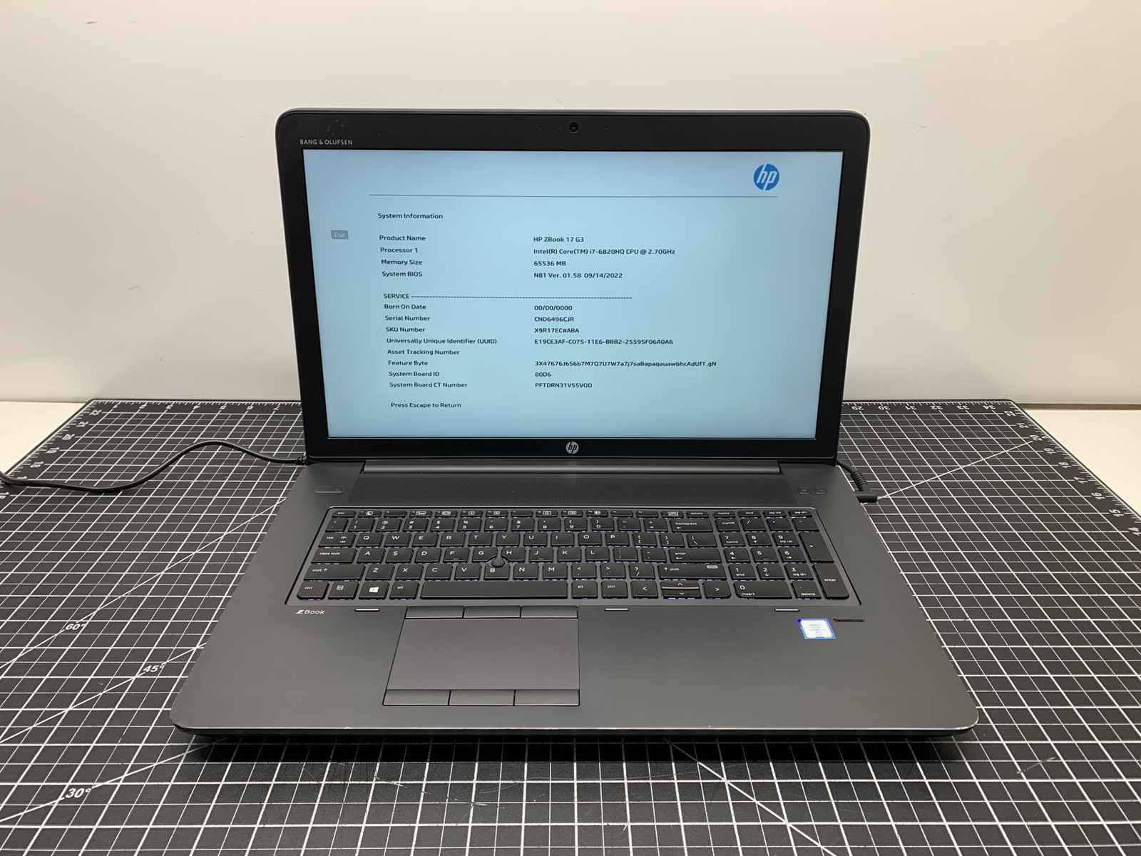 HP ZBook 17 G3 CORE i7-6820HQ | 2TB M.2, 64GB RAM | Bios Locked | #P243