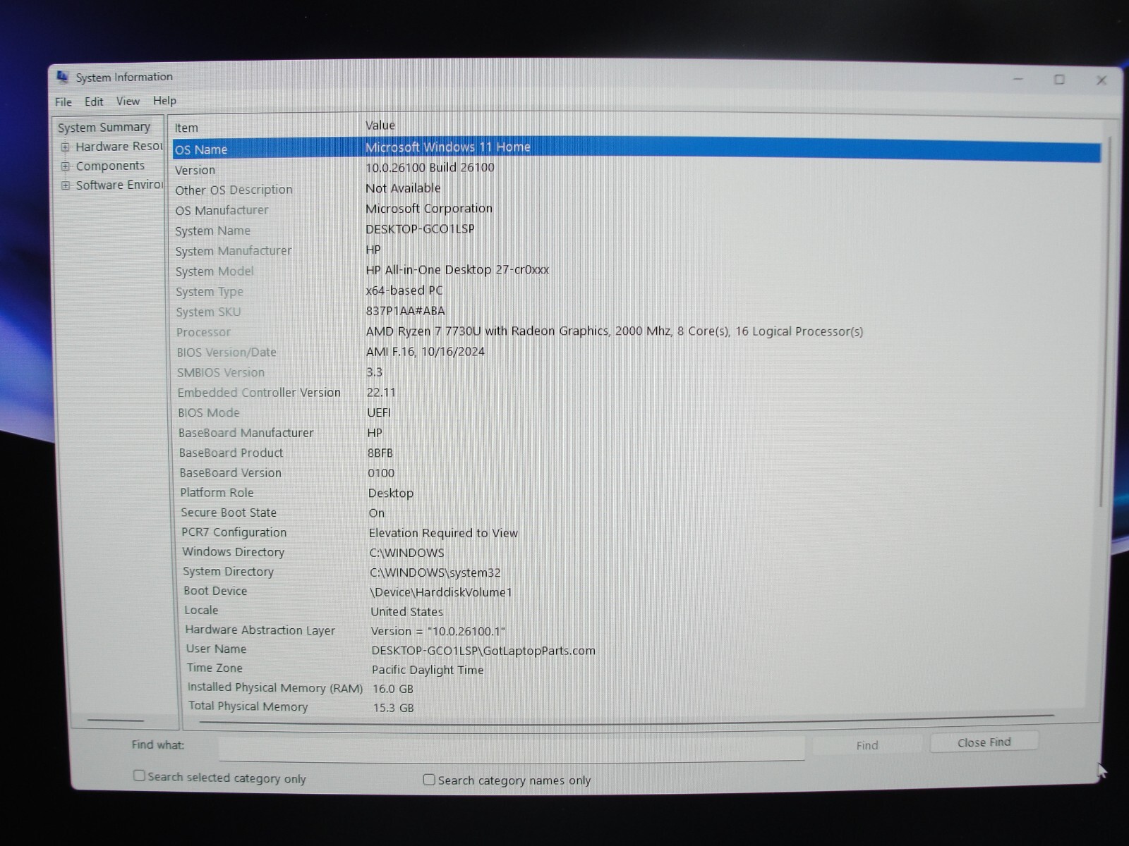 HP AIO 27-CR0055M 27”FHD AMD Ryzen 7 7730U 2GHz 16GB 1TB SSD WARRANTY
