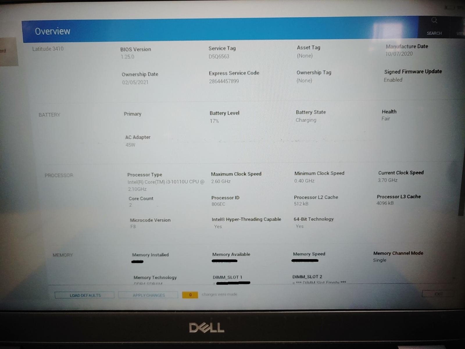 Dell Latitude 3410 14″ Touch i3-10110U✔ ***NO RAM/NO SSD/NO AC* **READ**