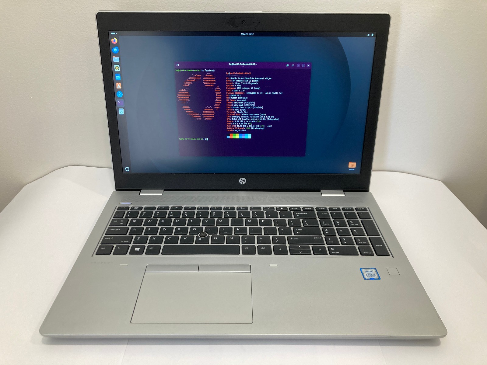 HP ProBook 650 G5 i5-8256U 16GB RAM 256GB NVMe LINUX Ubuntu 26.04 LTS