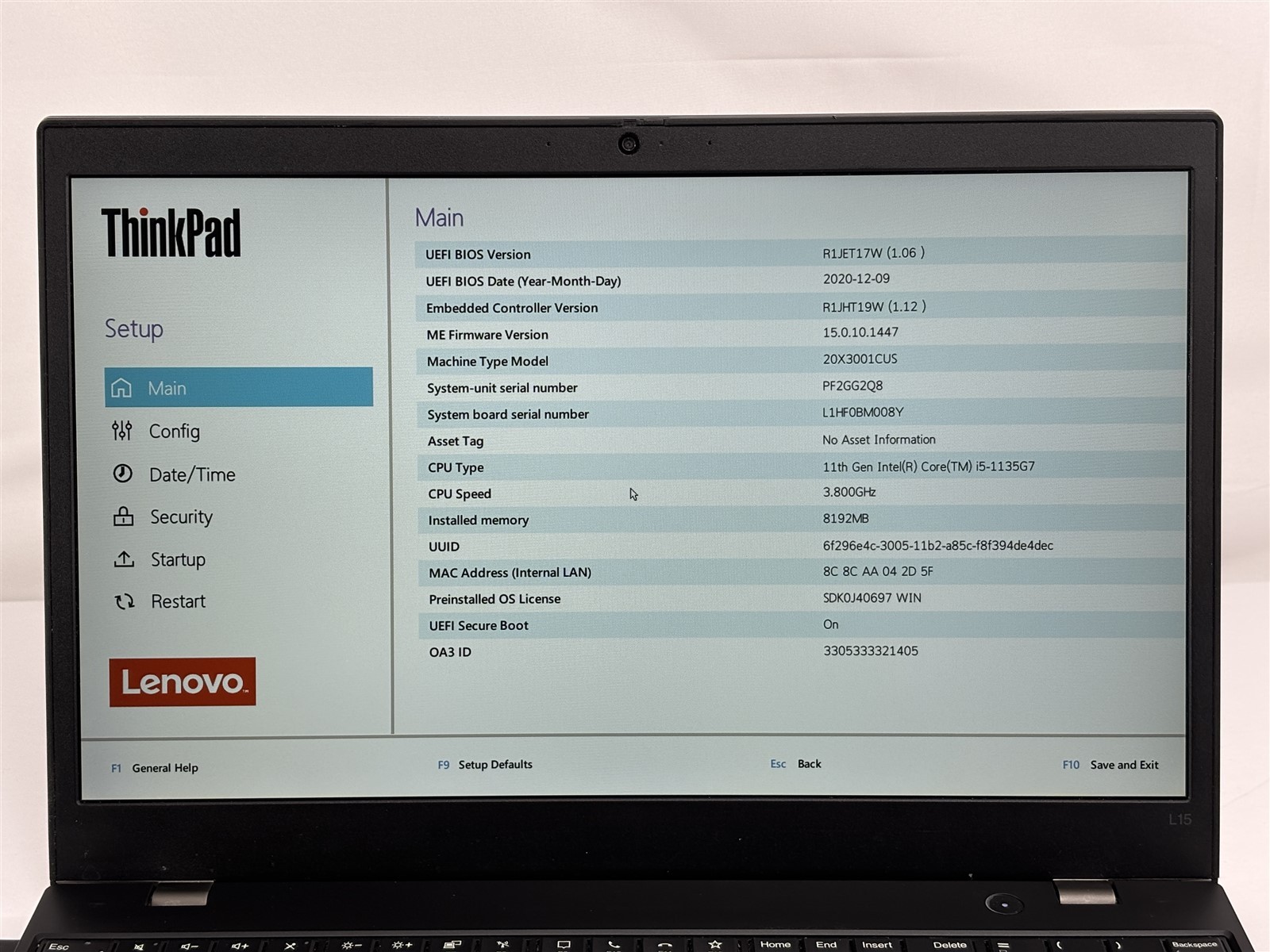 Lenovo ThinkPad L15 Gen 2 Intel Core i5-1135G7 8GB 256GB SSD 15.6″ Iris Xe
