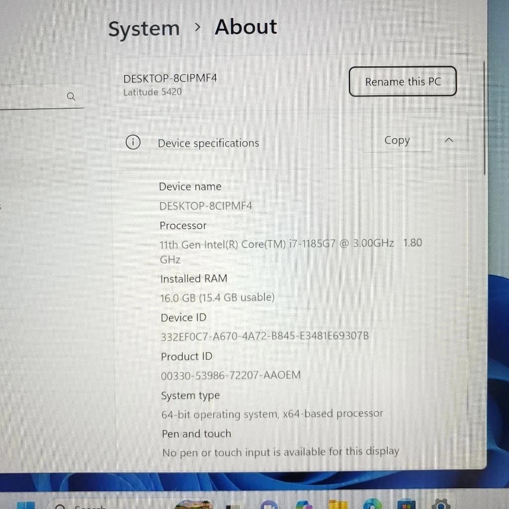 Dell Latitude 5420 14 inch (512GB, Intel i7 11th Gen., 3GHz, 16GB) Laptop TOUCH