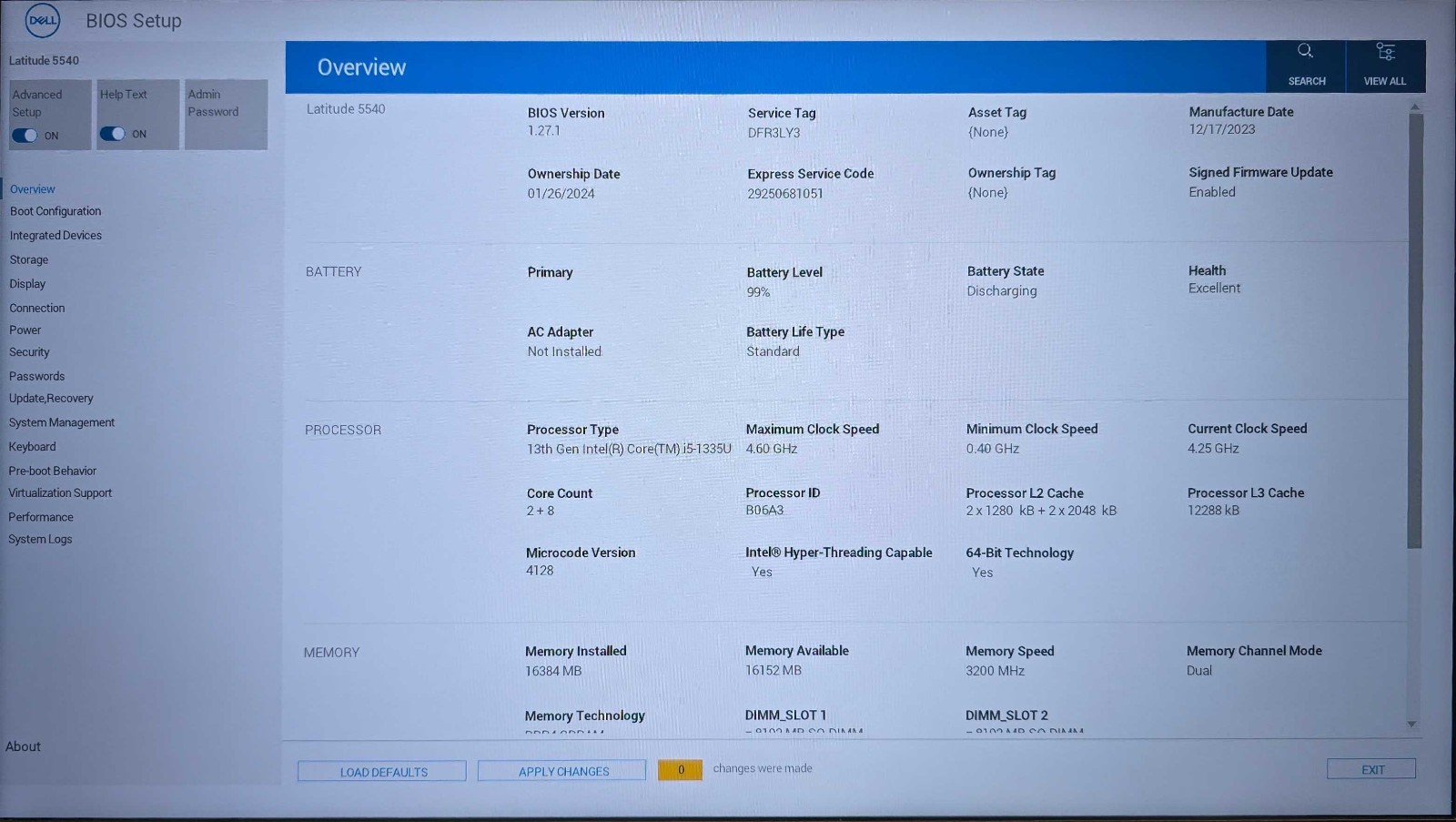 Dell Latitude 5540 Core i5-1335U CPU 16GB RAM 256GB SSD Win 11 Pro w/AC Adapter