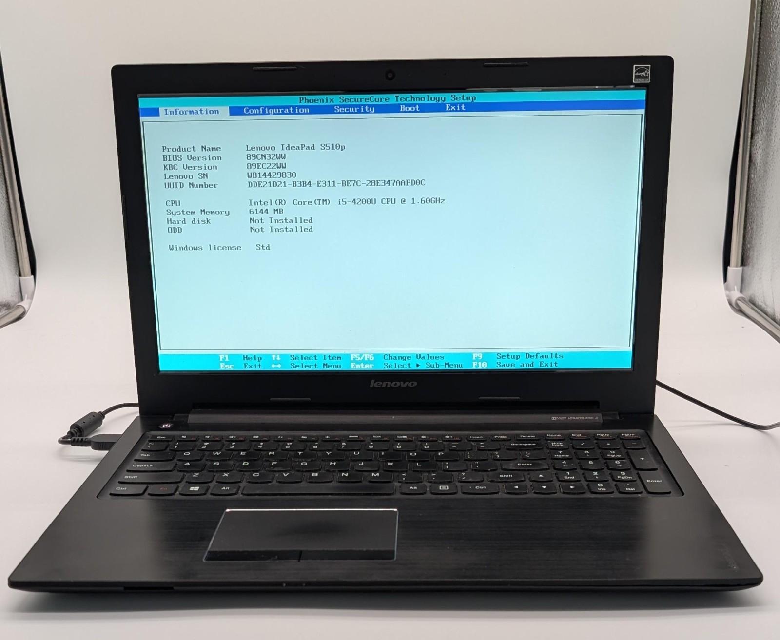 Lenovo Ideapad s510p (non-touch) Laptop Intel i5-4200u 6GB RAM NO HD/OS/DVD/AC