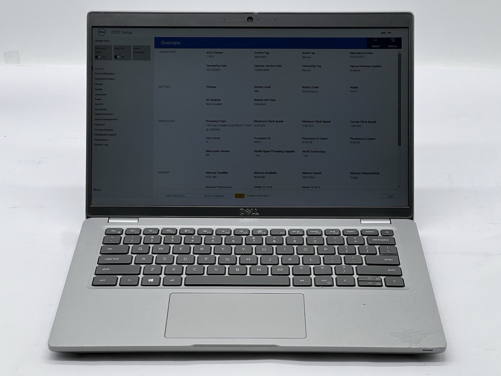 Dell Latitude 5420, i5-1135G7, @ 2.40GHz, 8GB RAM, 256GB NVMe-No OS/Charger
