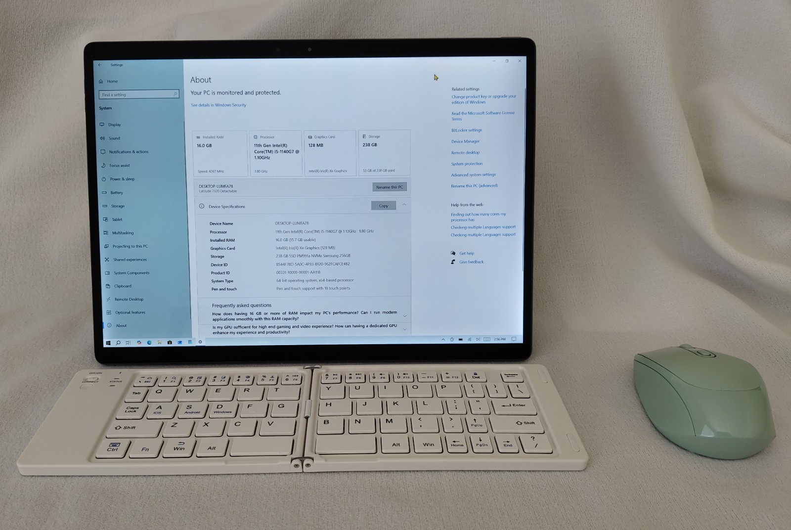 Dell Latitude 7320 detachable, i5-1140g7 4.2Ghz Max. 16gb/256gb Great Working
