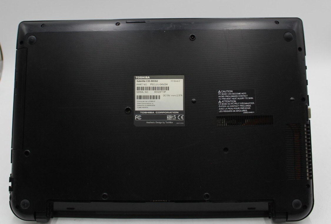 Toshiba Satellite C55-B 15.6in 500 GB HD 8 GB RAM i3-4005U 30 day warranty No OS
