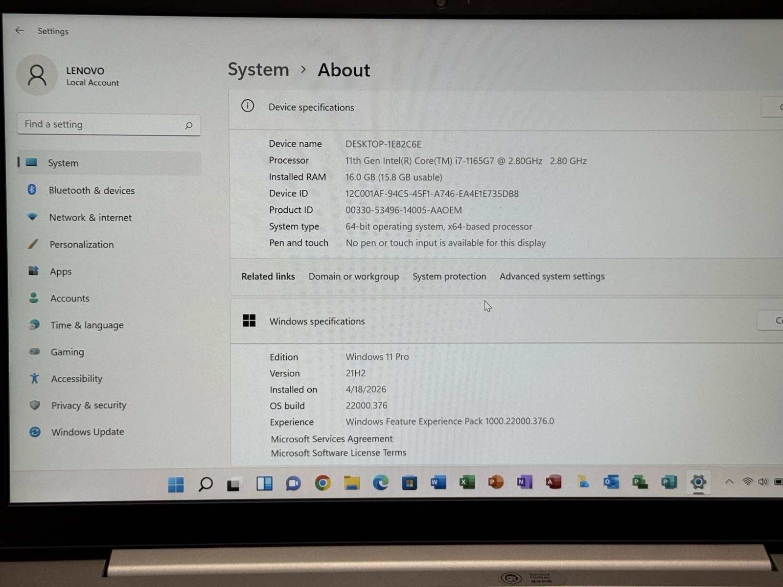 Lenovo ThinkBook 14 G2 ITL i7-1165G7 2.8GHz 16GB RAM 14 in 512GBSD Windows 11 P