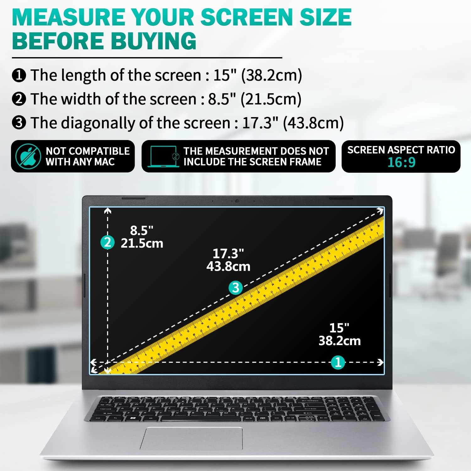 2-Pack 17.3 inch 16:9 Anti Blue Light Matte Laptop Screen Protector for HP/Lenov