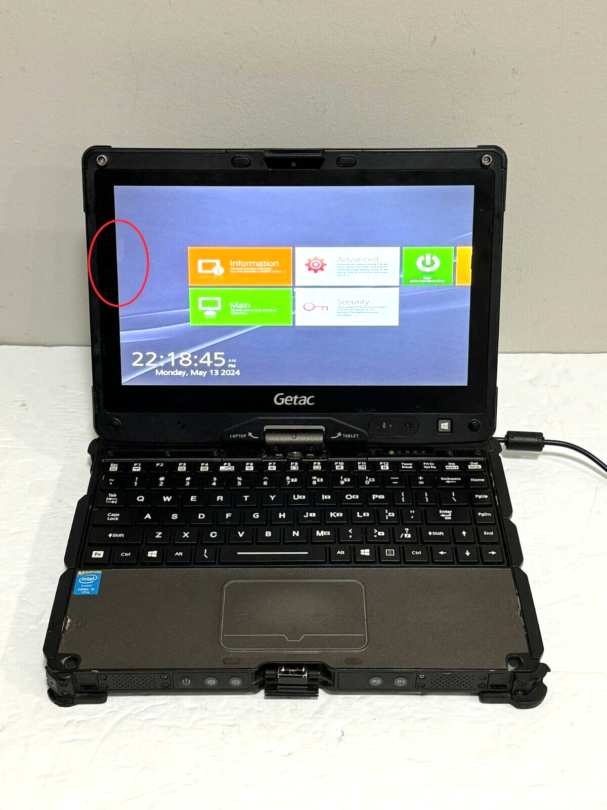 GETAC V110 i5-4300U 1.90GHz 4Gb Ram NO Batteries/CADDY/SSD/Charger Poor