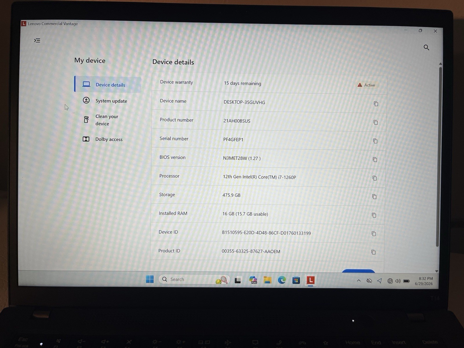 LENOVO ThinkPad T14 Gen 3 14″ WUXGA i7-1260P 2.1GHz Intel Iris Xe 16GB 500GB