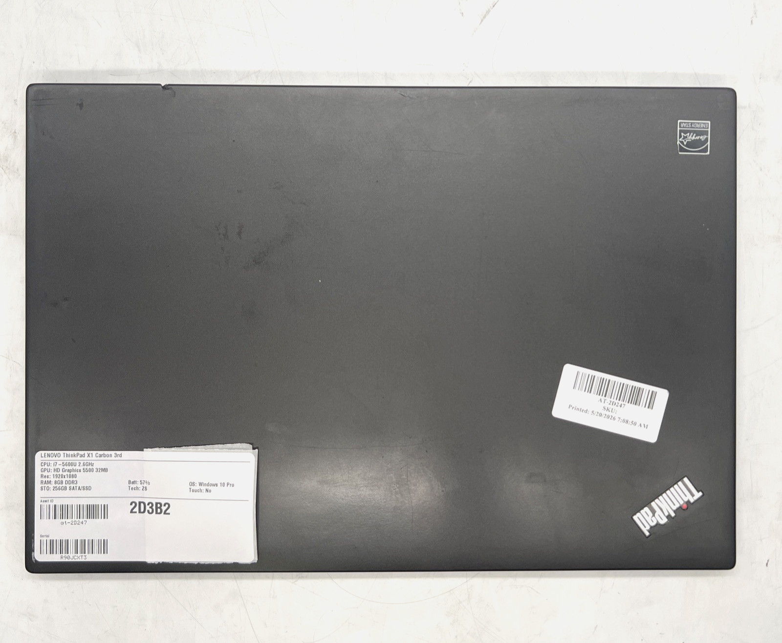 Lenovo ThinkPad X1 Carbon 3rd Gen Core i7 5600U 2.6GHz 8GB RAM 256GB SSD Win10P