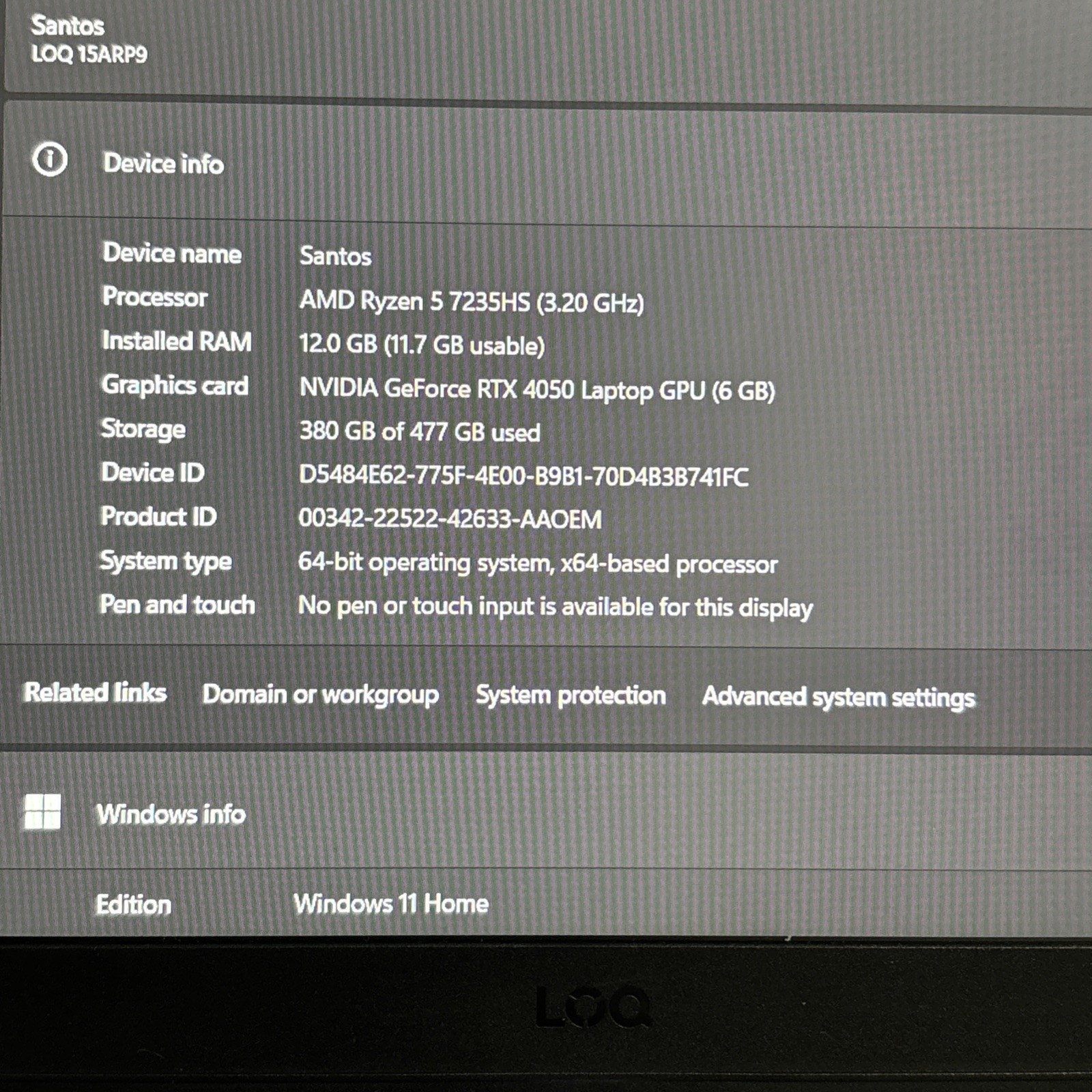 Lenovo LOQ 15.6″ Gaming Laptop