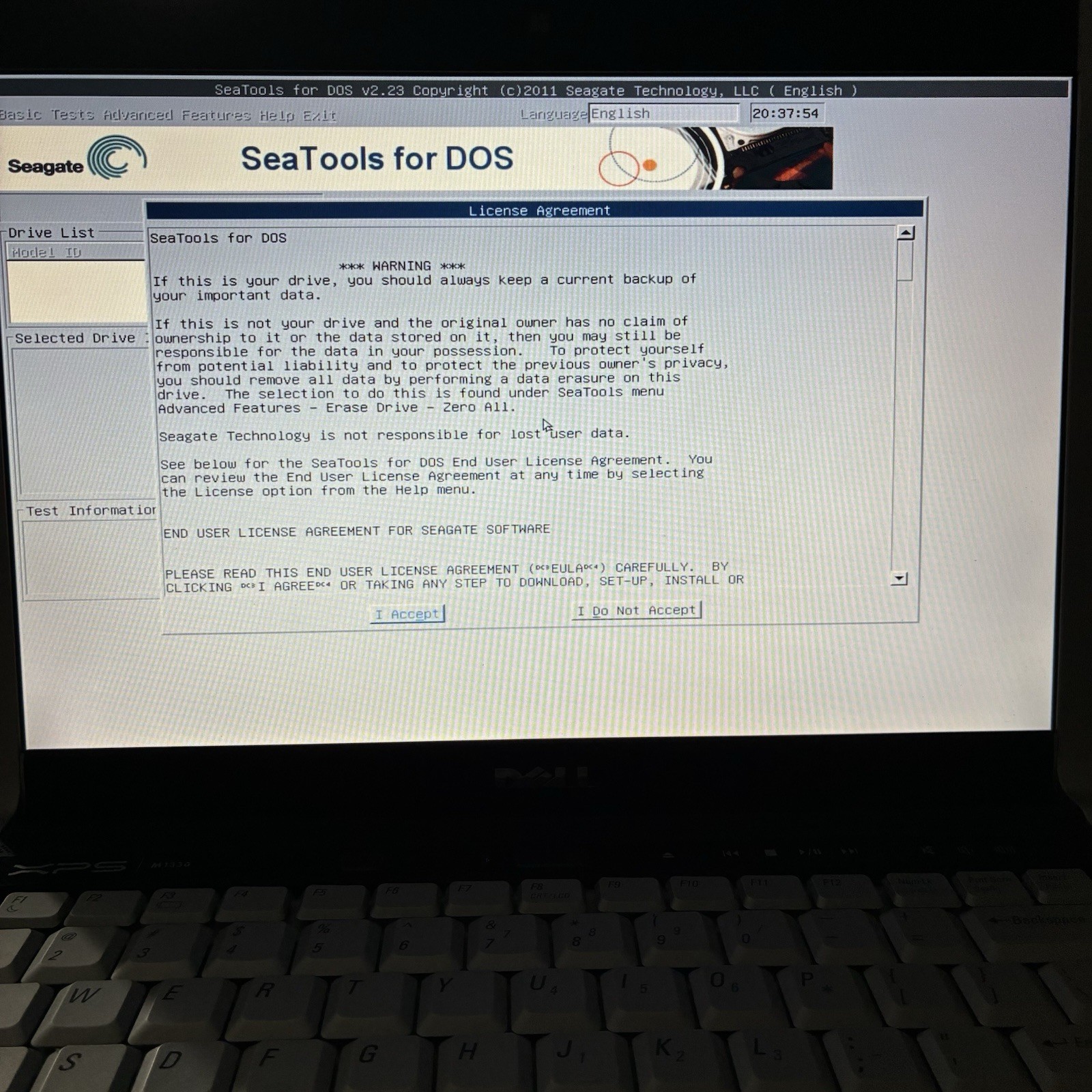 Dell XPS M1330 Core 2 Duo 2GHz No HD 1GB RAM Boots To BIOS Good Screen For Parts