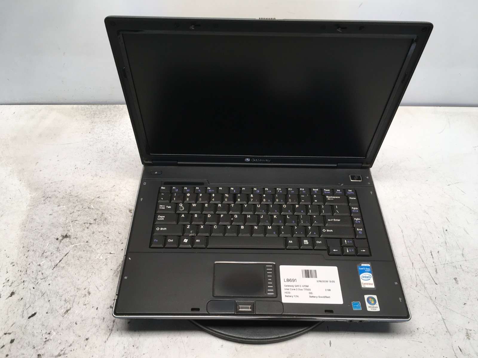 Gateway QA1 E-475M Intel Core 2 Duo T7500 2200MHz 2 GB NO HDD