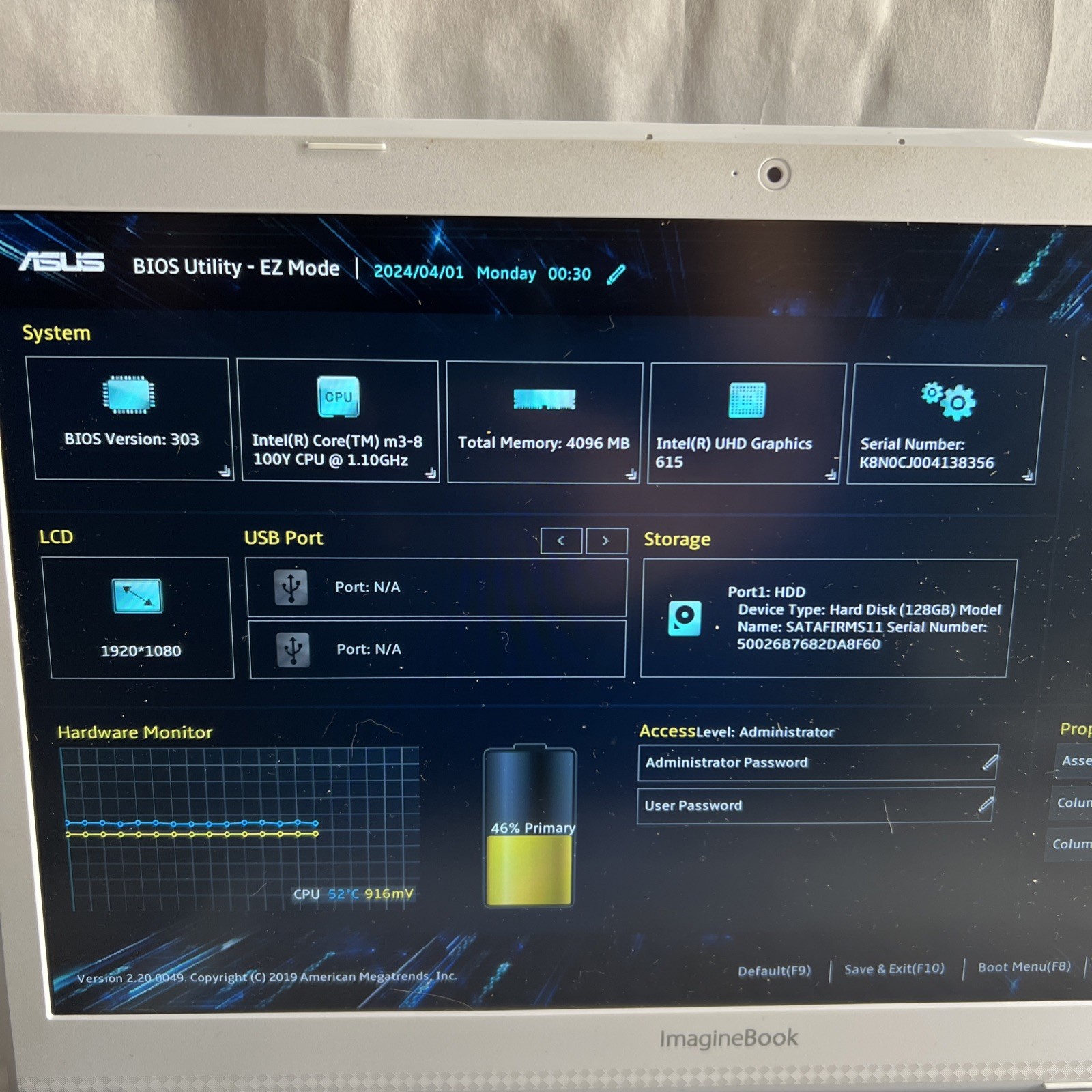 ASUS ImagineBook 14 MJ401TA m3-8100Y 4GB 128GB SSD / NO OS